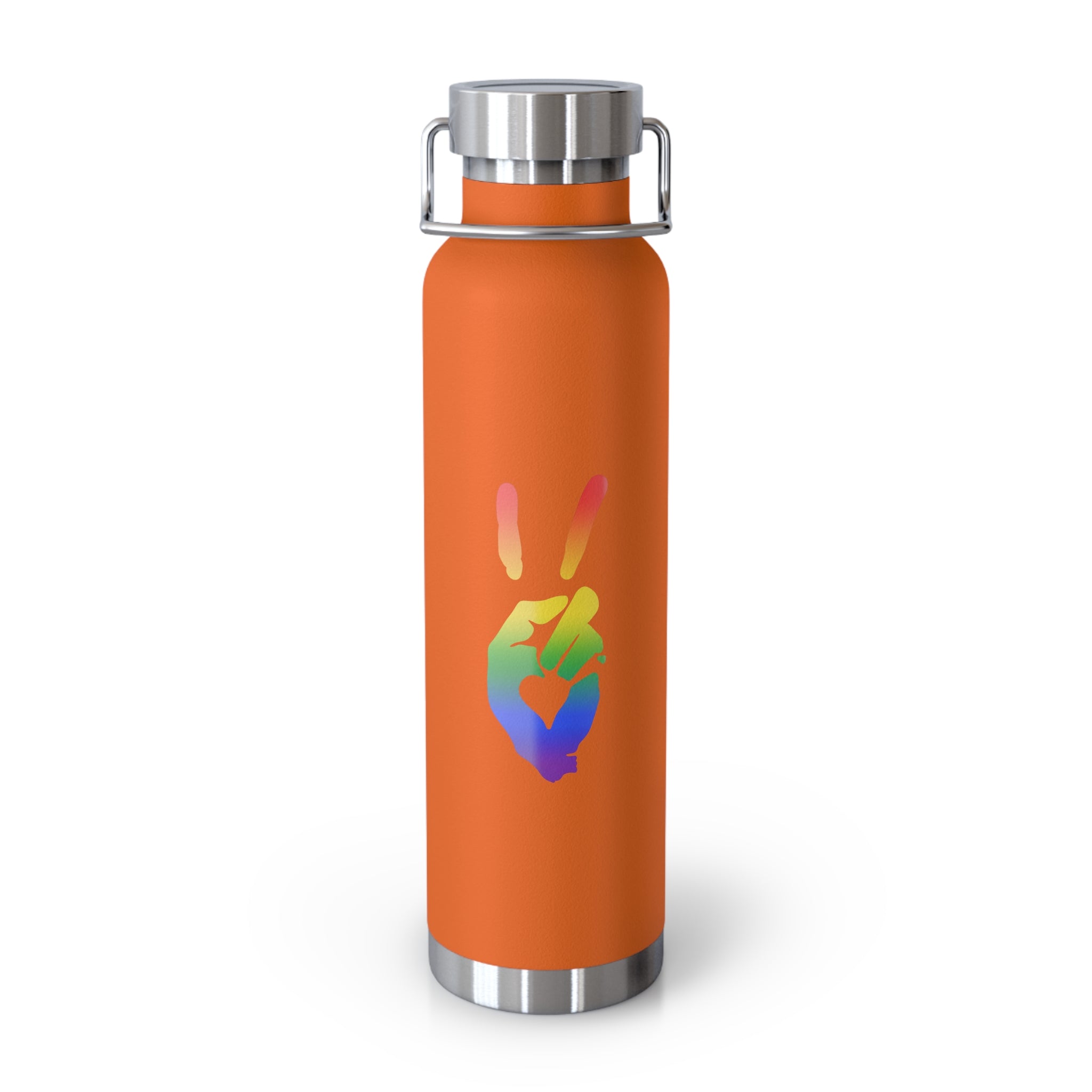 Peace + Love Pride Rainbow Insulated Copper Water Bottle | Bella Strada Studio