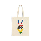 Peace+Love Cycling Rainbow Stripes Eco-Friendly Canvas Tote Bag | Bella Strada Studio