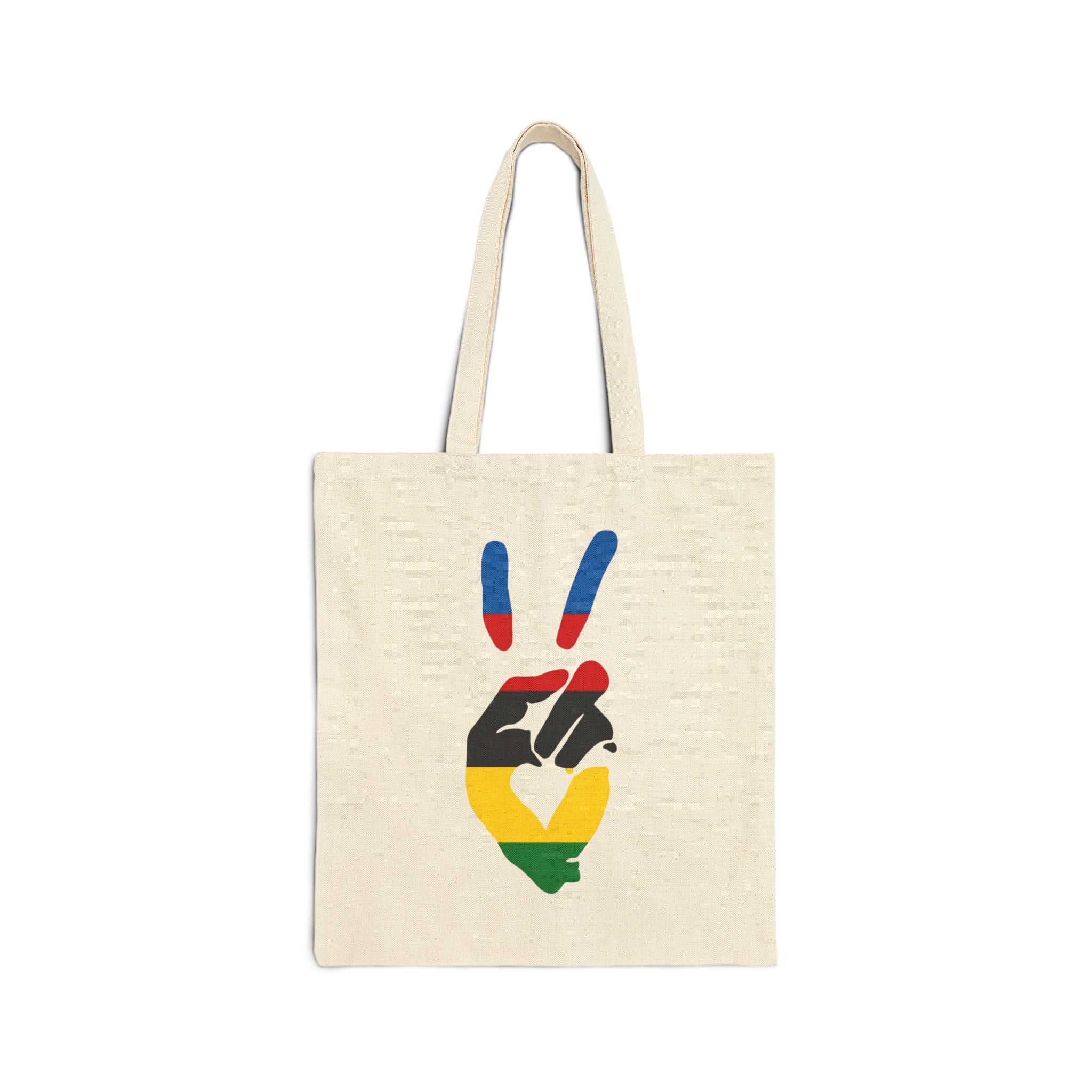 Peace+Love Cycling Rainbow Stripes Eco-Friendly Canvas Tote Bag | Bella Strada Studio