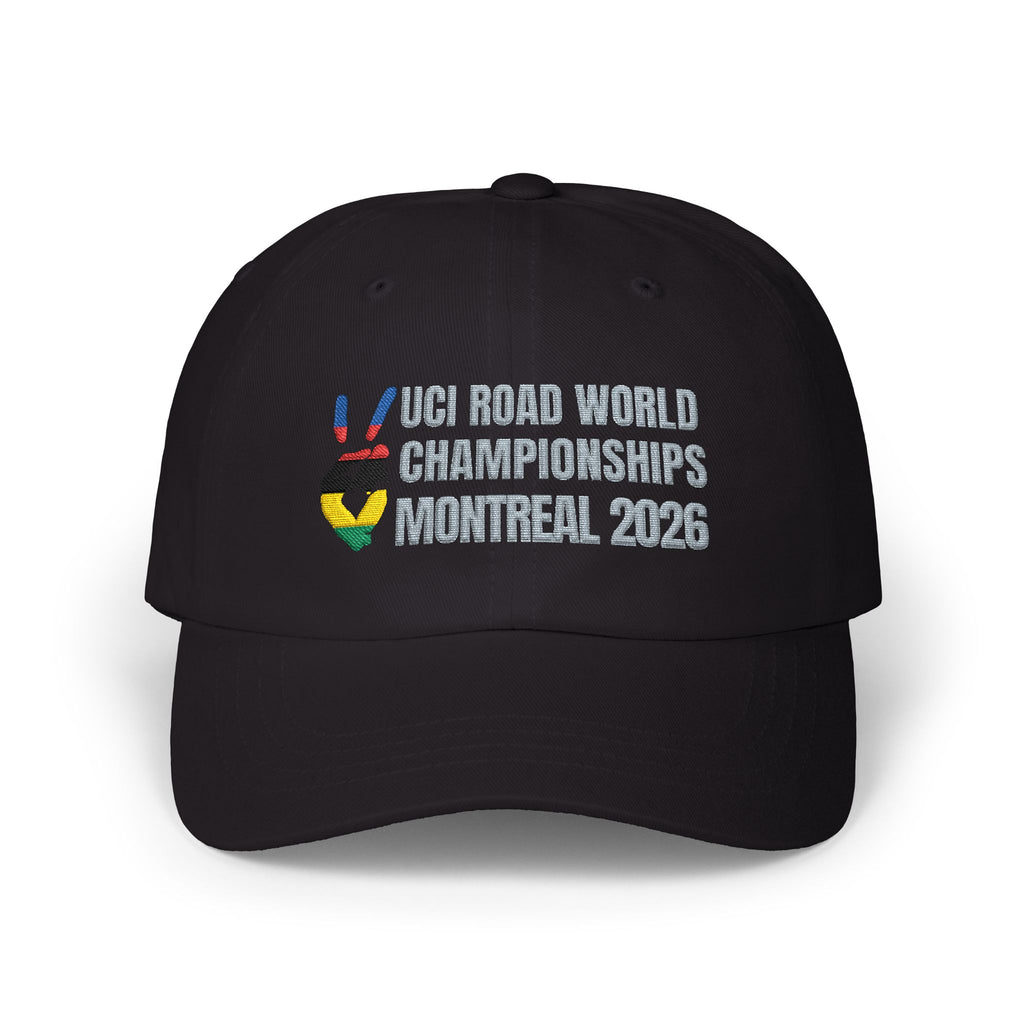 2026 UCI World Road Championships Montreal Cap with Peace + Love Rainbow Stripes Embroidered Design