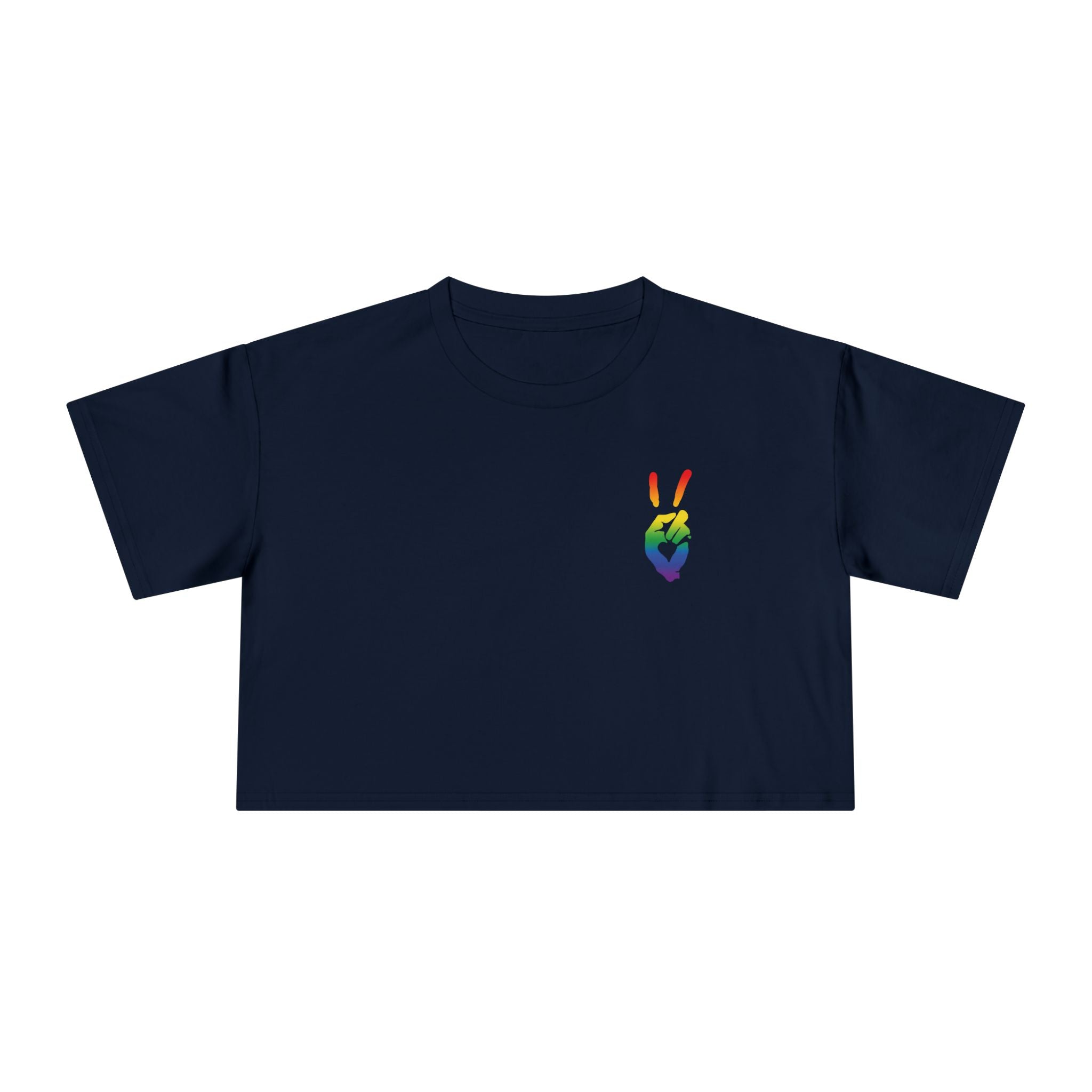 Peace+Love Pride Rainbow Women's Crop Tee | Bella Strada Studio