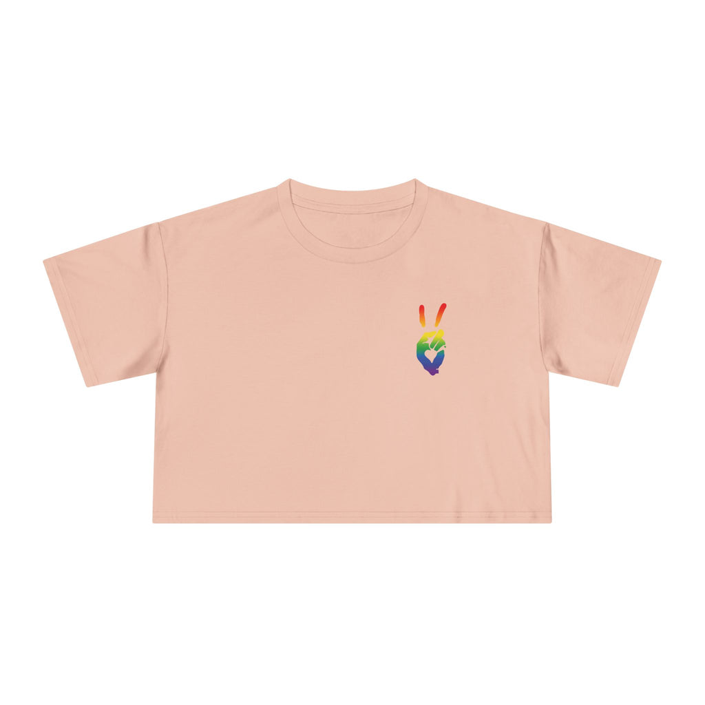 Peace+Love Pride Rainbow Women's Crop Tee | Bella Strada Studio