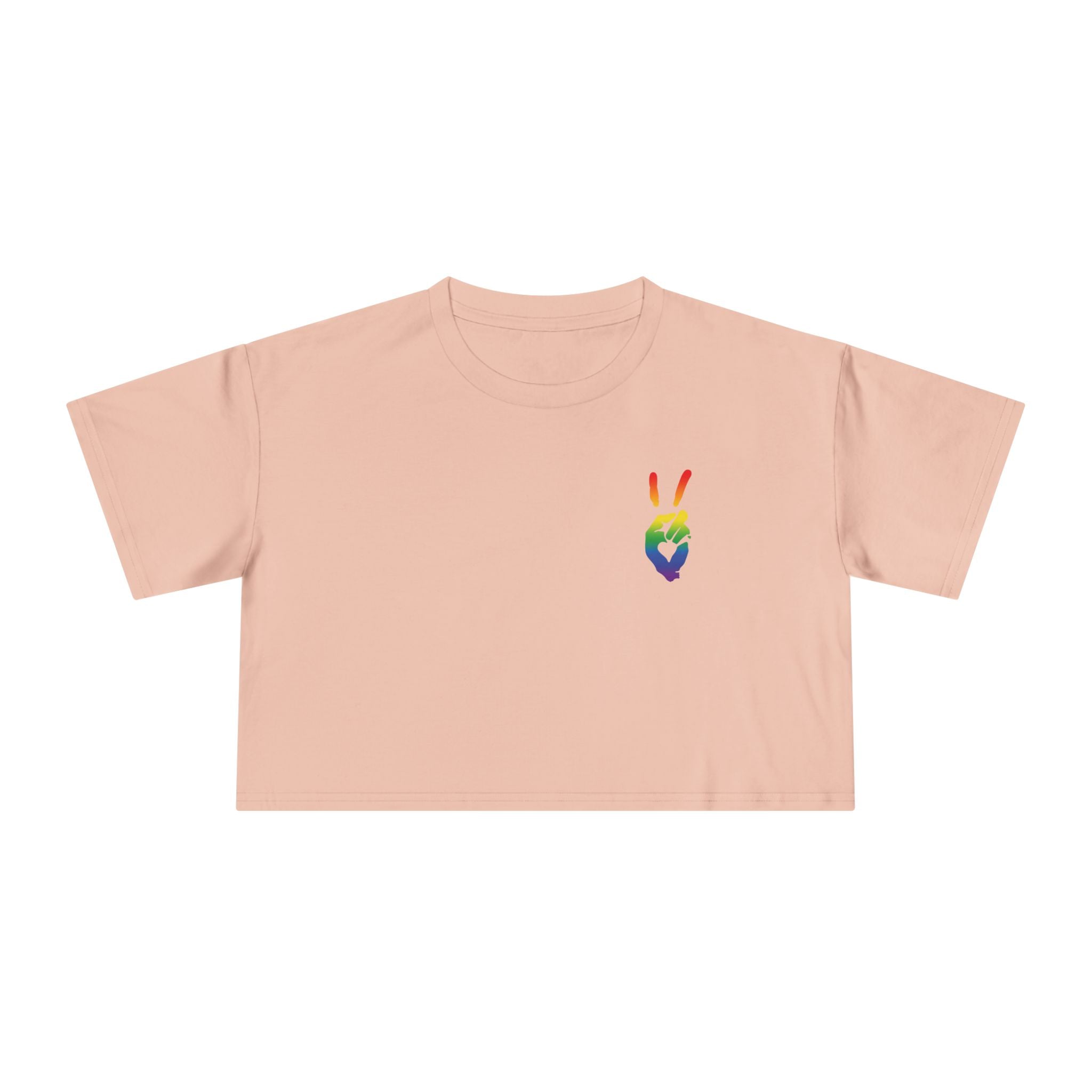 Peace+Love Pride Rainbow Women's Crop Tee | Bella Strada Studio