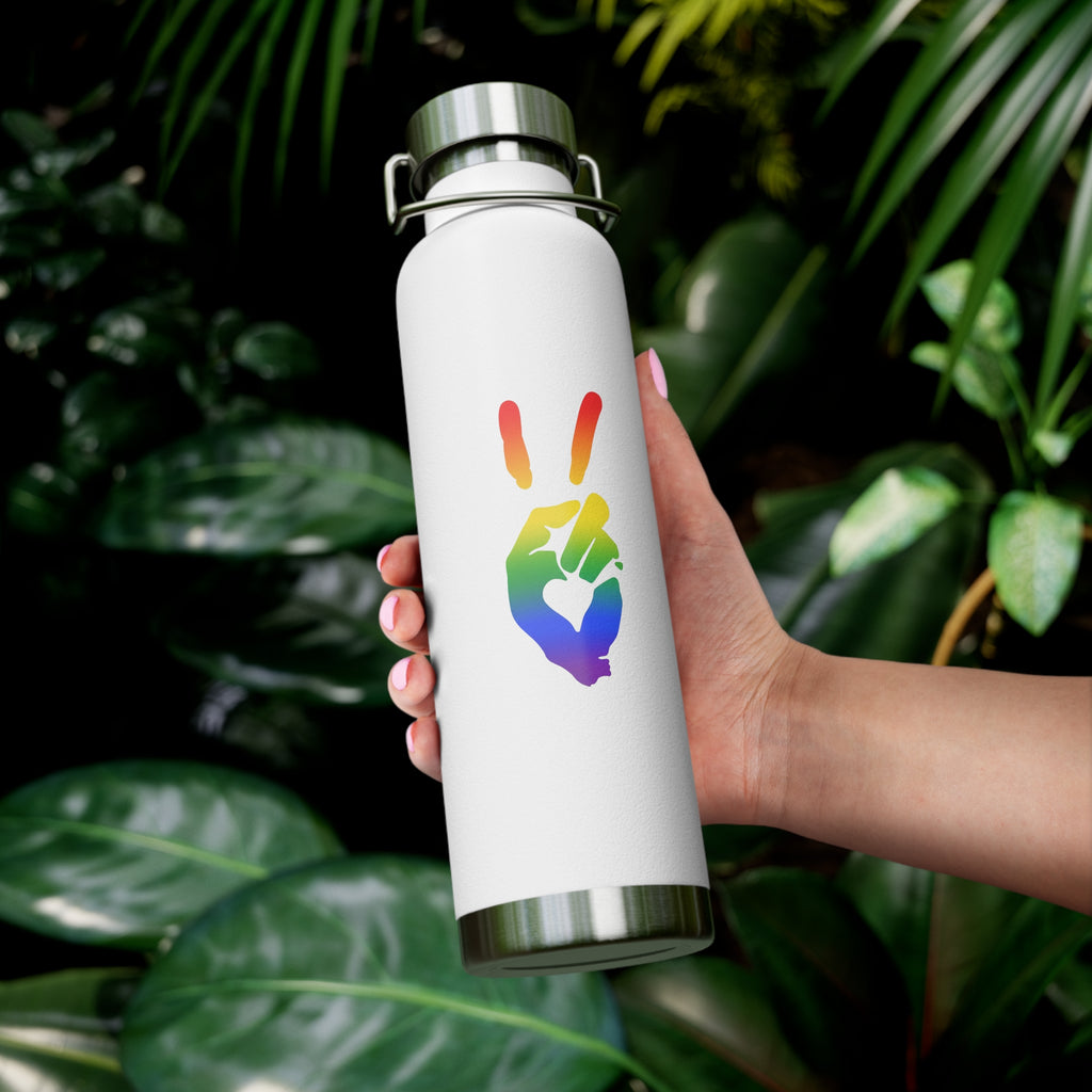 Peace + Love Pride Rainbow Insulated Copper Water Bottle | Bella Strada Studio