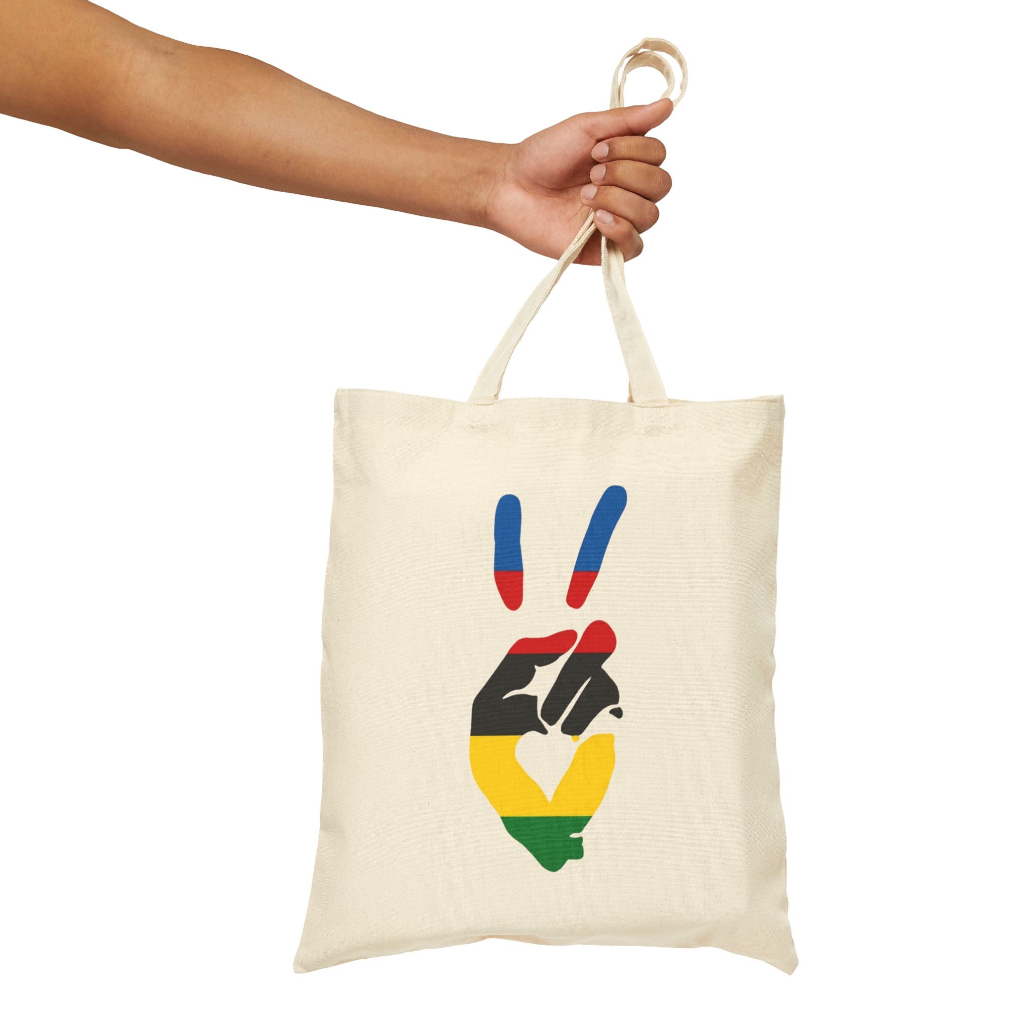 Peace+Love Cycling Rainbow Stripes Eco-Friendly Canvas Tote Bag | Bella Strada Studio