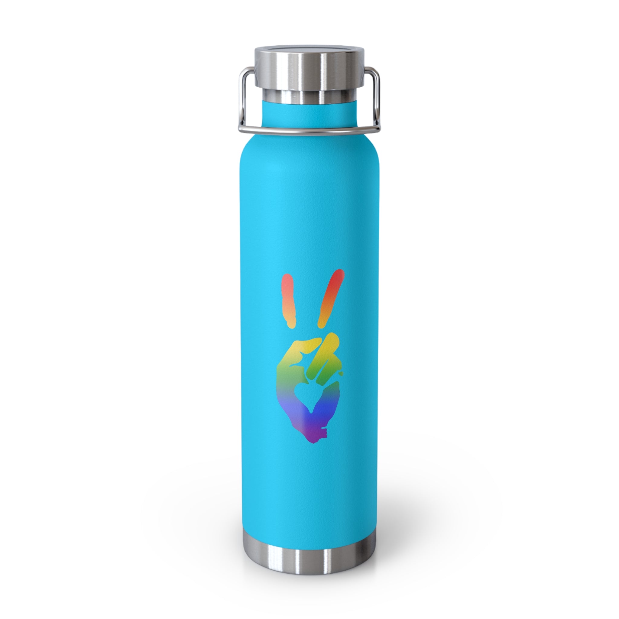 Peace + Love Pride Rainbow Insulated Copper Water Bottle | Bella Strada Studio