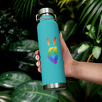 Peace + Love Pride Rainbow Insulated Copper Water Bottle | Bella Strada Studio