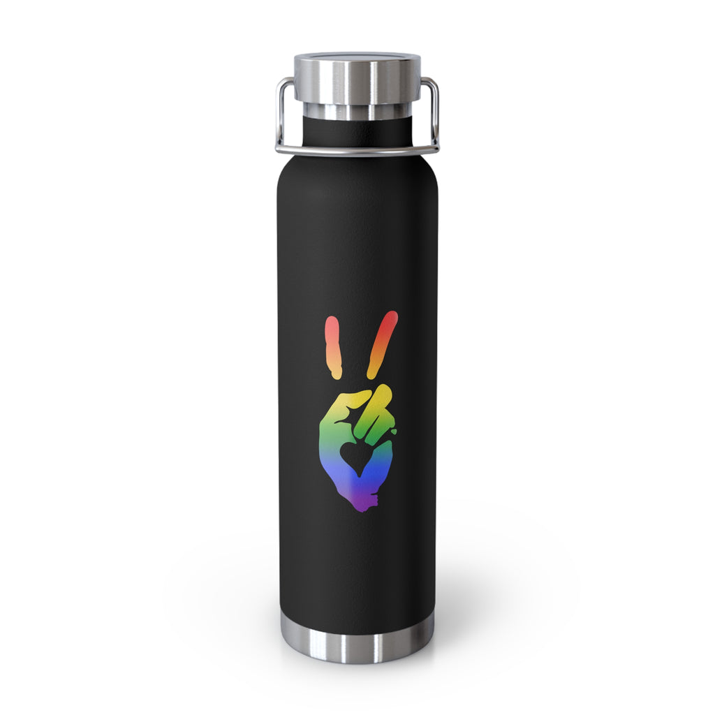 Peace + Love Pride Rainbow Insulated Copper Water Bottle | Bella Strada Studio
