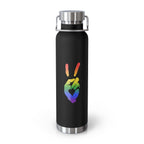 Peace + Love Pride Rainbow Insulated Copper Water Bottle | Bella Strada Studio