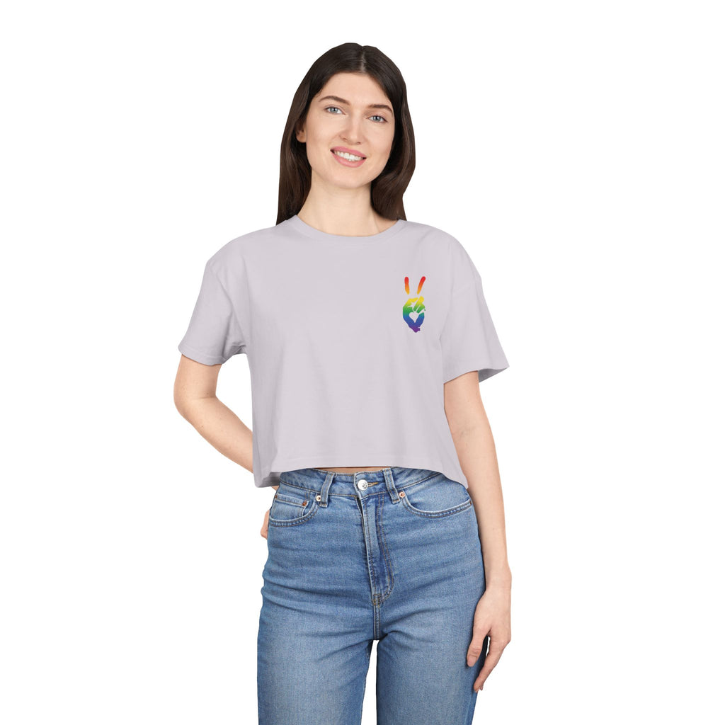 Peace+Love Pride Rainbow Women's Crop Tee | Bella Strada Studio