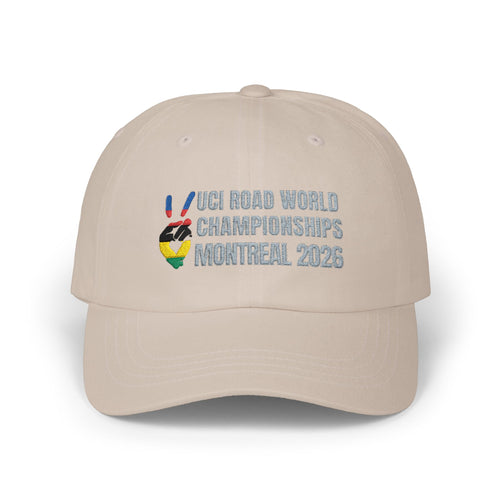 2026 Montreal UCI World Road Cycling Championships Cap with Peace + Love Rainbow Stripes Embroidered Design
