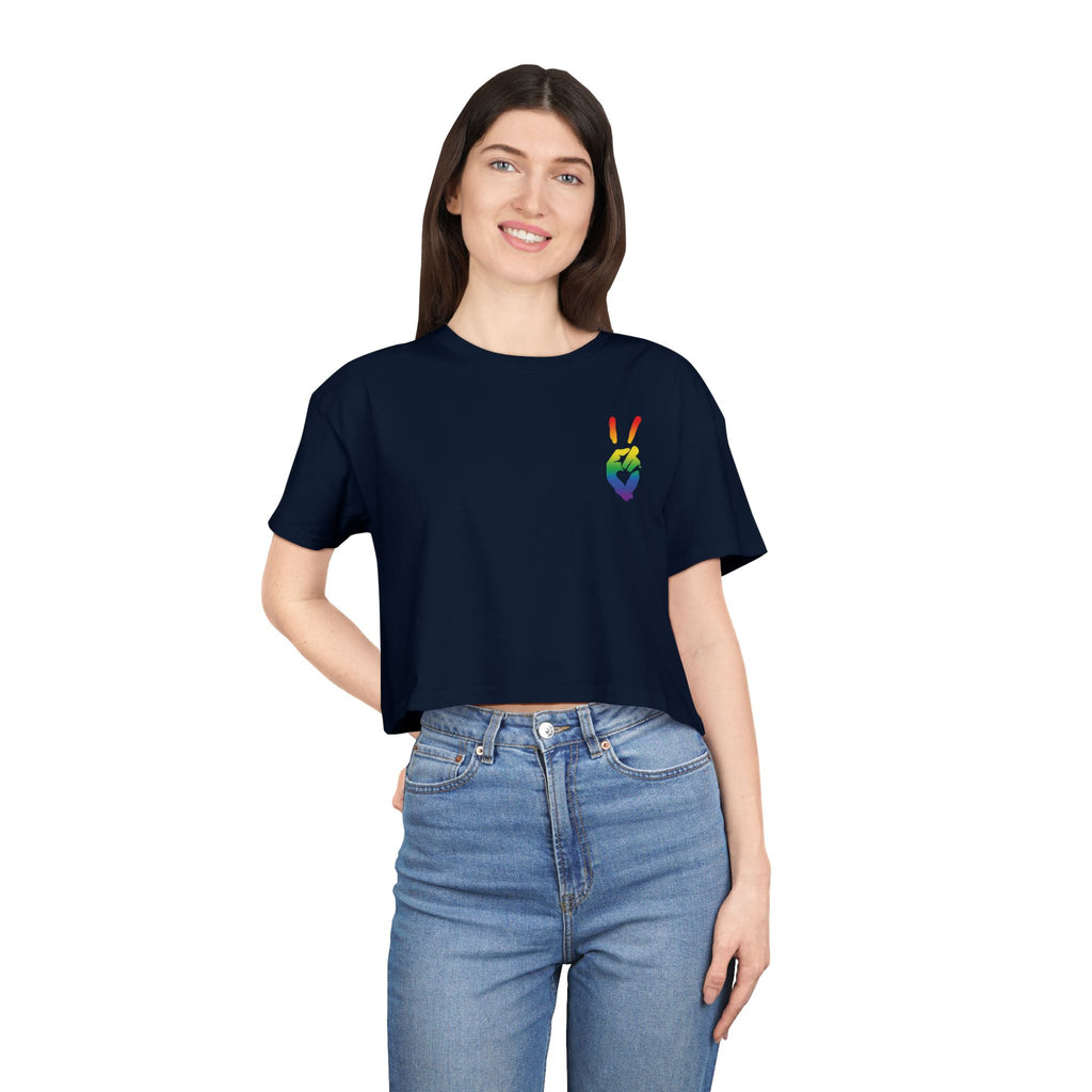 Peace+Love Pride Rainbow Women's Crop Tee | Bella Strada Studio