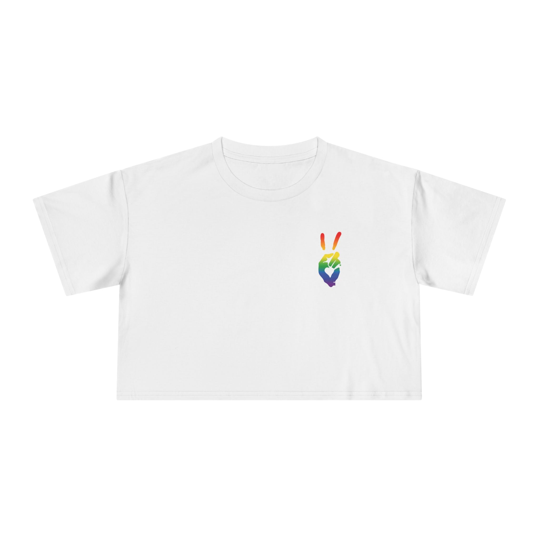 Peace+Love Pride Rainbow Women's Crop Tee | Bella Strada Studio