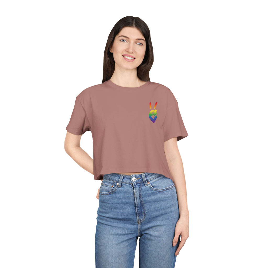 Peace+Love Pride Rainbow Women's Crop Tee | Bella Strada Studio