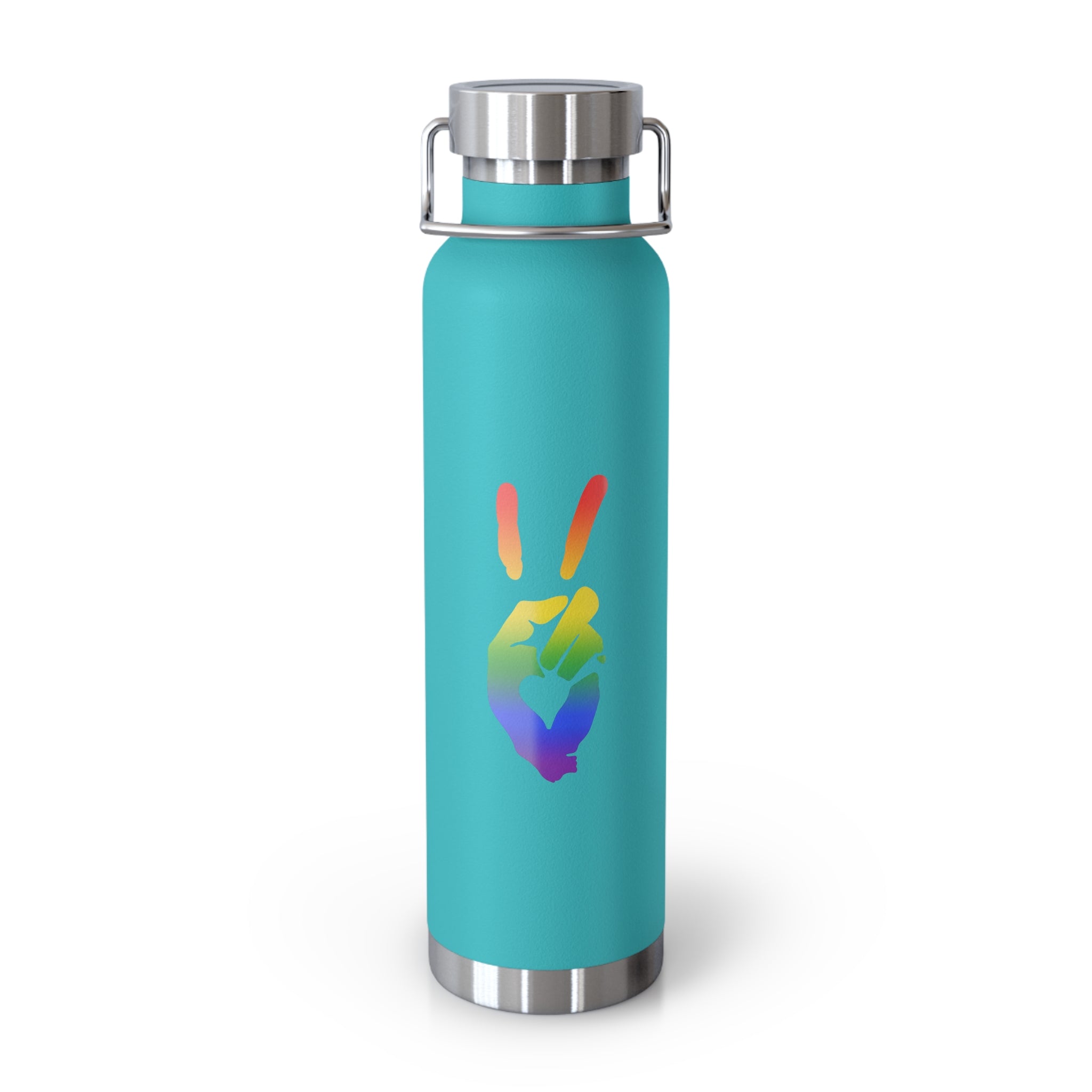 Peace + Love Pride Rainbow Insulated Copper Water Bottle | Bella Strada Studio
