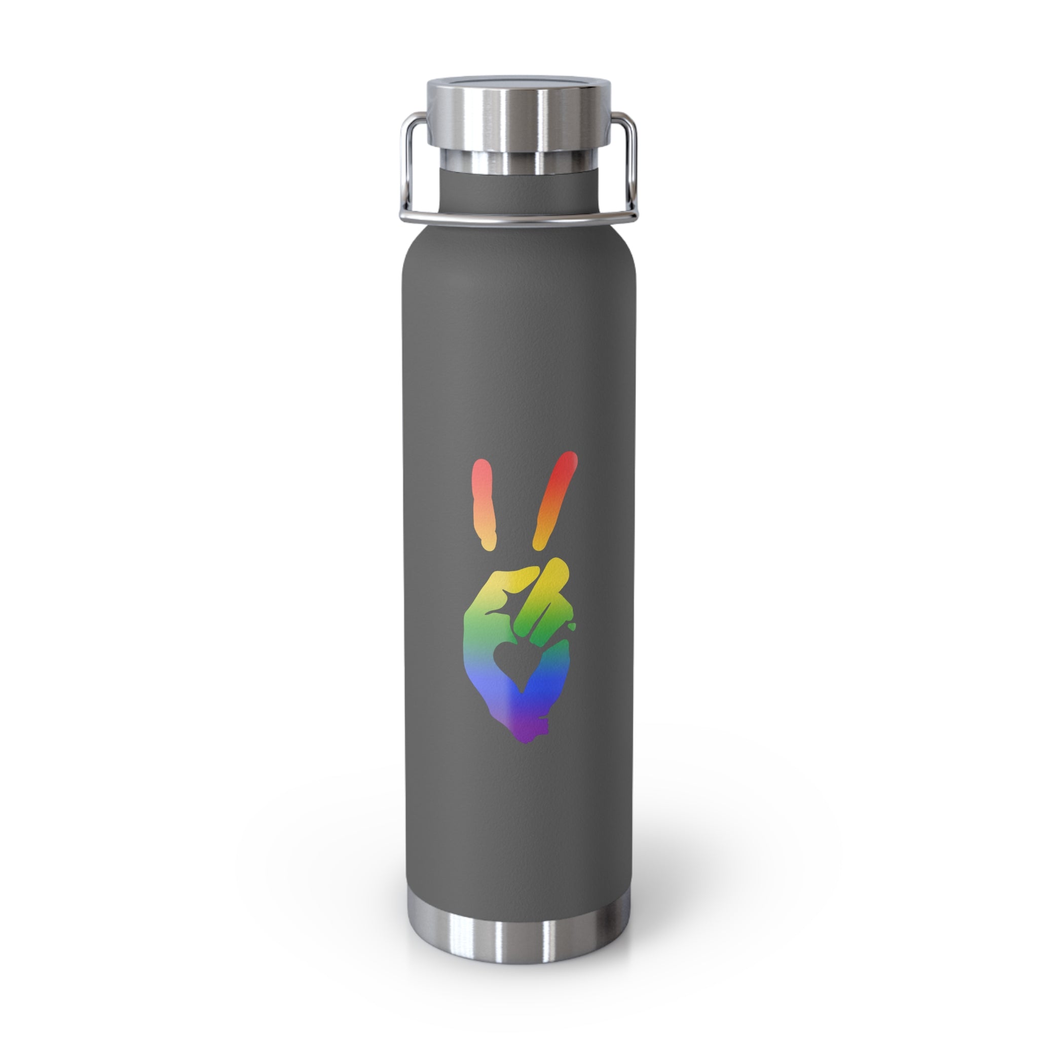 Peace + Love Pride Rainbow Insulated Copper Water Bottle | Bella Strada Studio