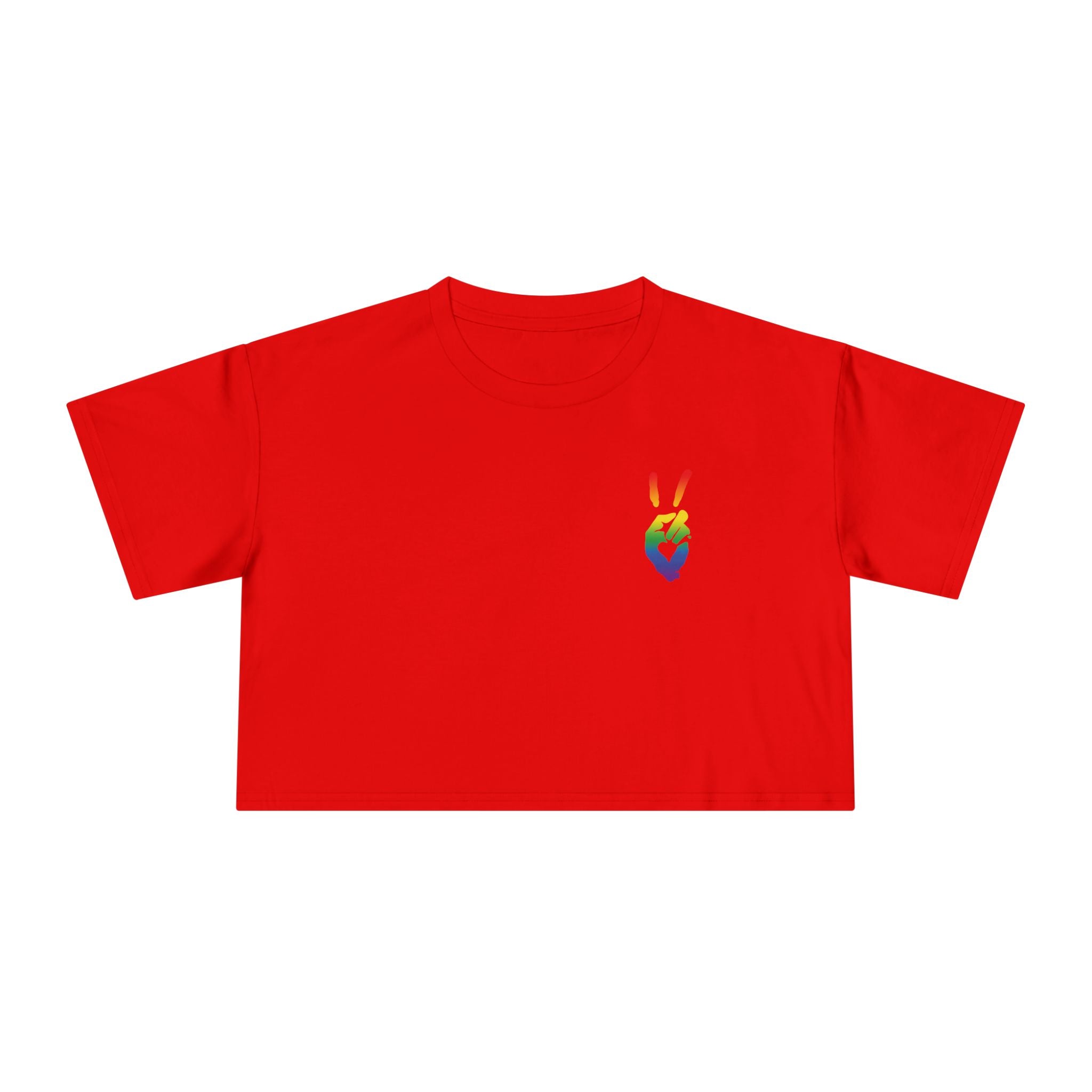 Peace+Love Pride Rainbow Women's Crop Tee | Bella Strada Studio
