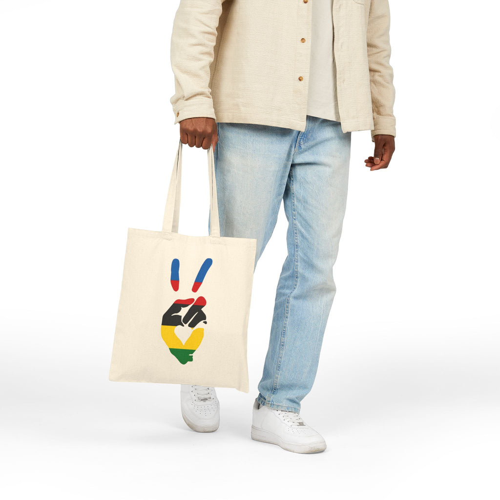 Peace+Love Cycling Rainbow Stripes Eco-Friendly Canvas Tote Bag | Bella Strada Studio