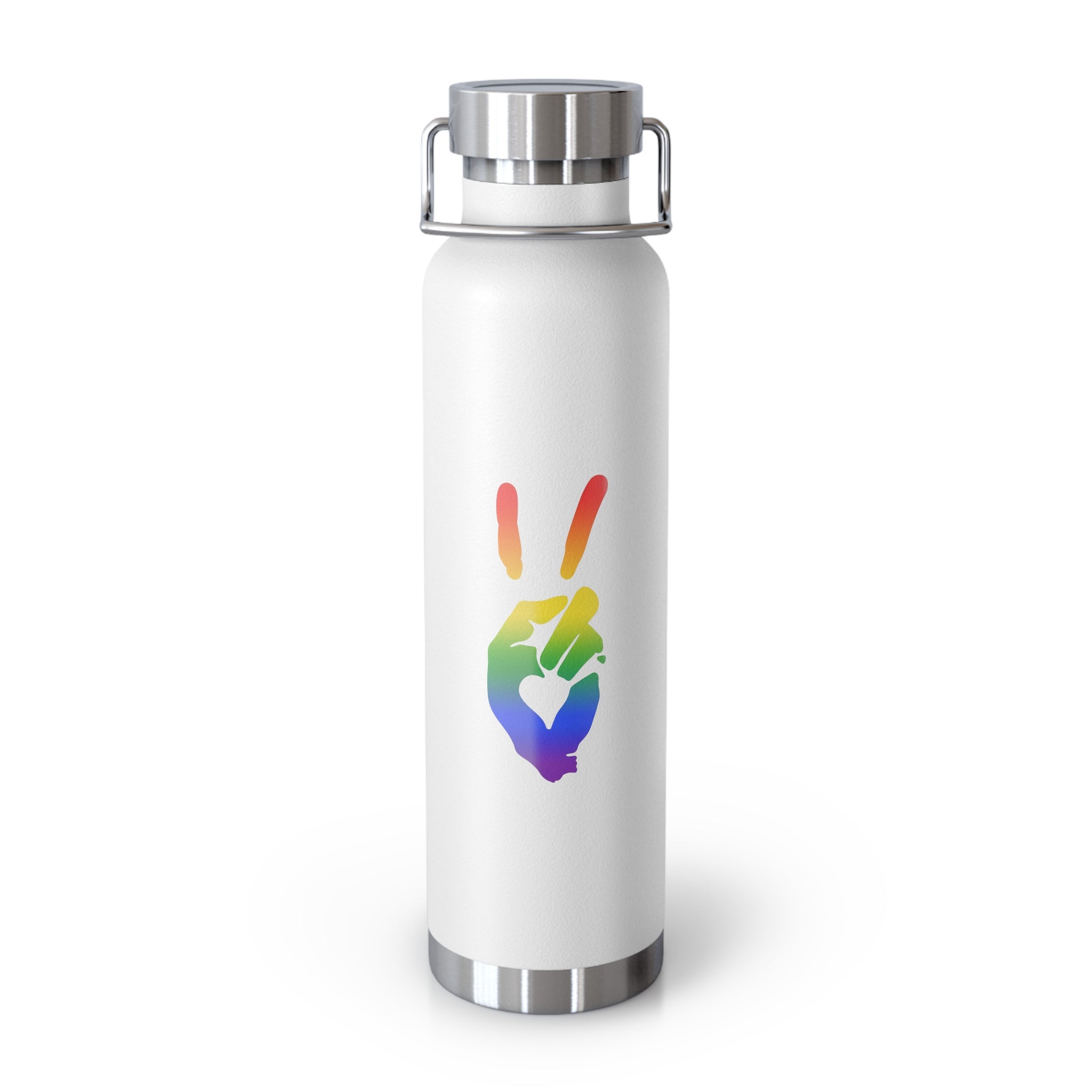 Peace + Love Pride Rainbow Insulated Copper Water Bottle | Bella Strada Studio