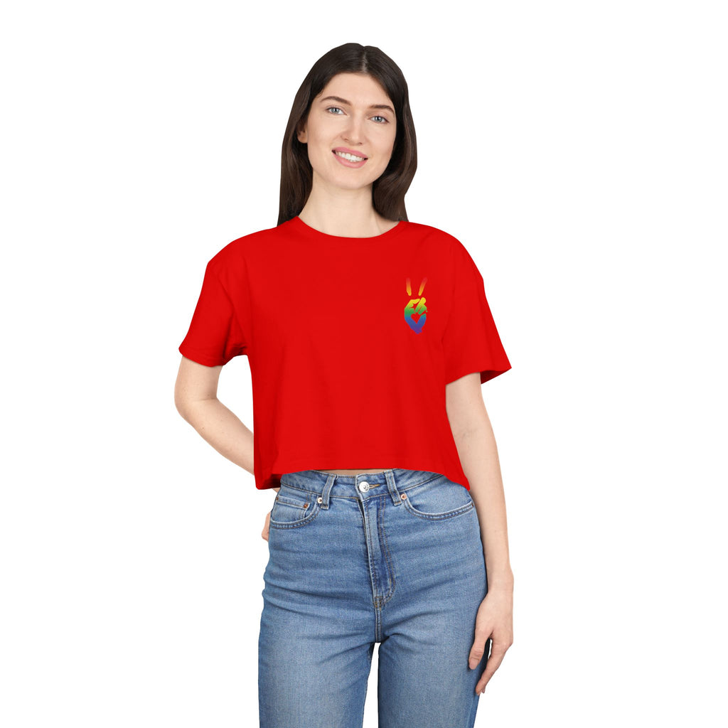 Peace+Love Pride Rainbow Women's Crop Tee | Bella Strada Studio