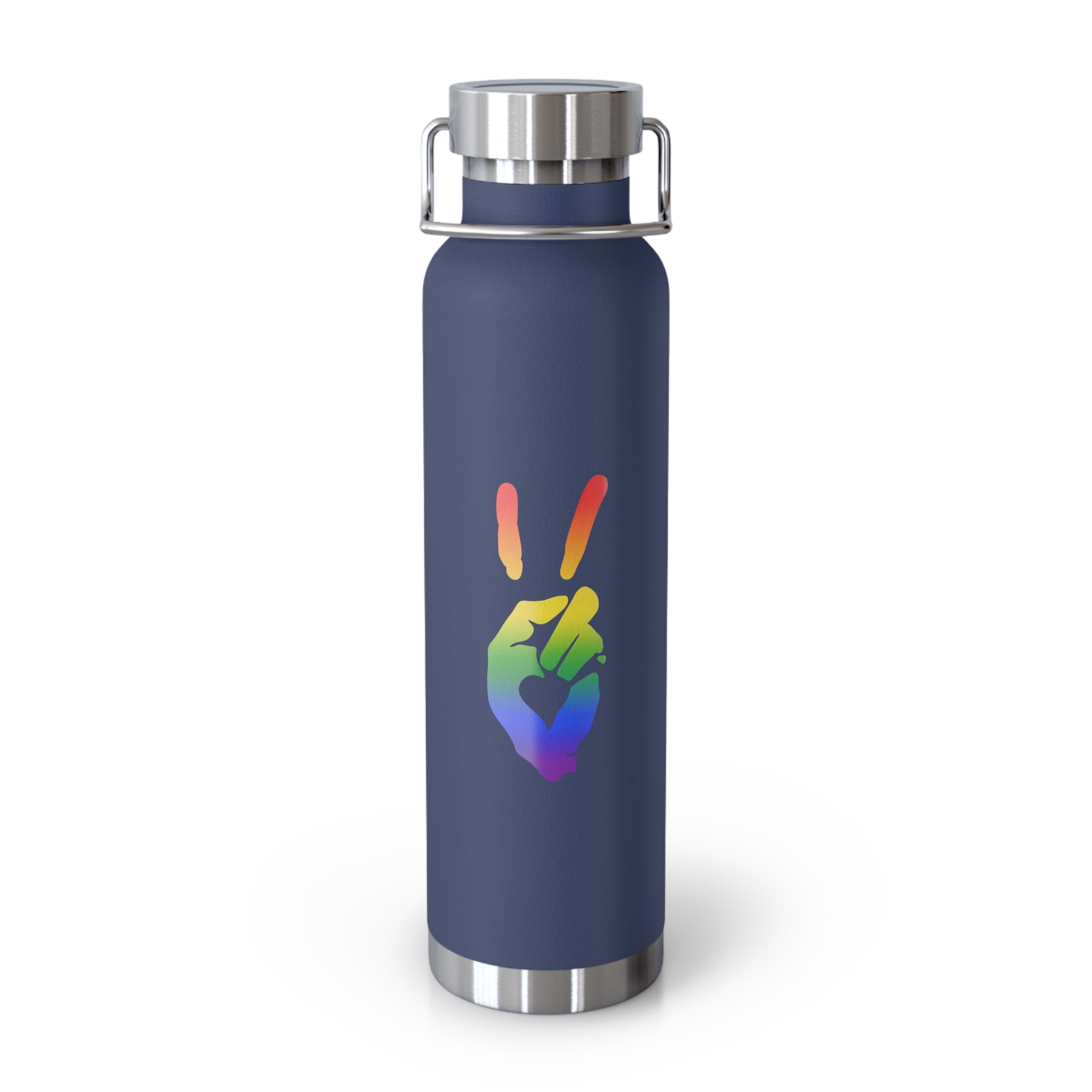 Peace + Love Pride Rainbow Insulated Copper Water Bottle | Bella Strada Studio