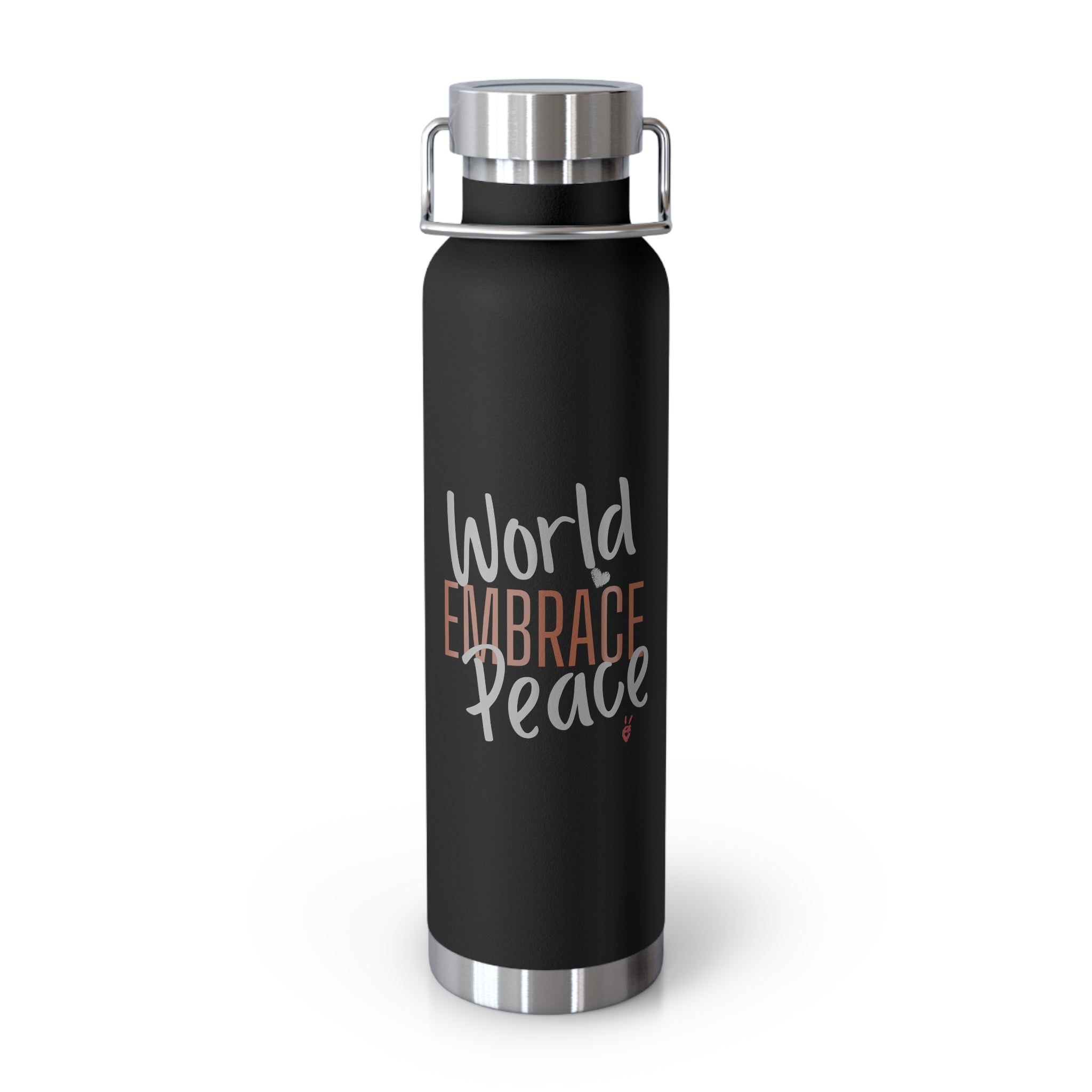 Embrace World Peace Insulated 22oz Copper Water Bottle | Bella Strada Studio